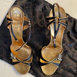Gucci 9.5b strappy heels with bee.
